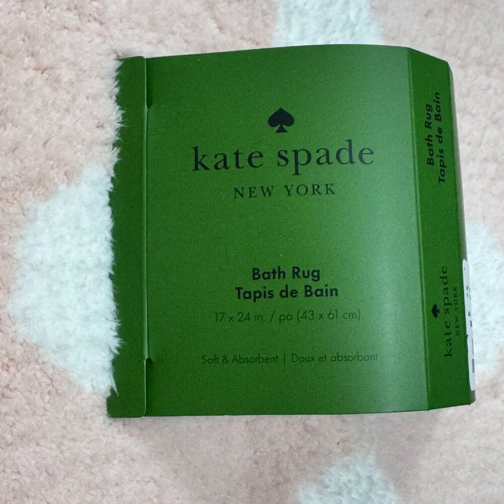 17 x 24 Kate Spade Ballet Pink White Polka Dots Bath Rug Mat Fuzzy Non Slip